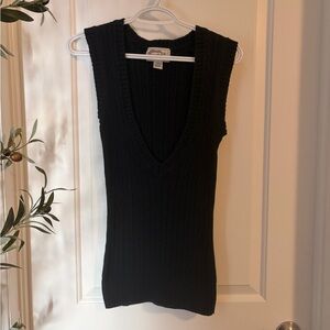 Express Black V-Neck Knit Tank